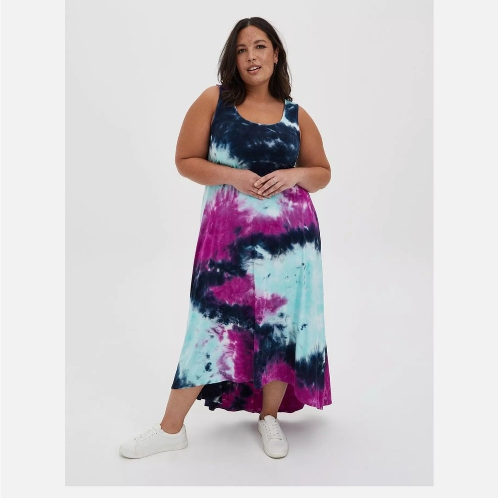 2x Torrid Tie-Dye Maxi Dress - Blue, Purple, Pink